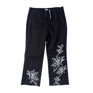 Cache Women's Black Floral Straight Leg Dress Pants Size 8
